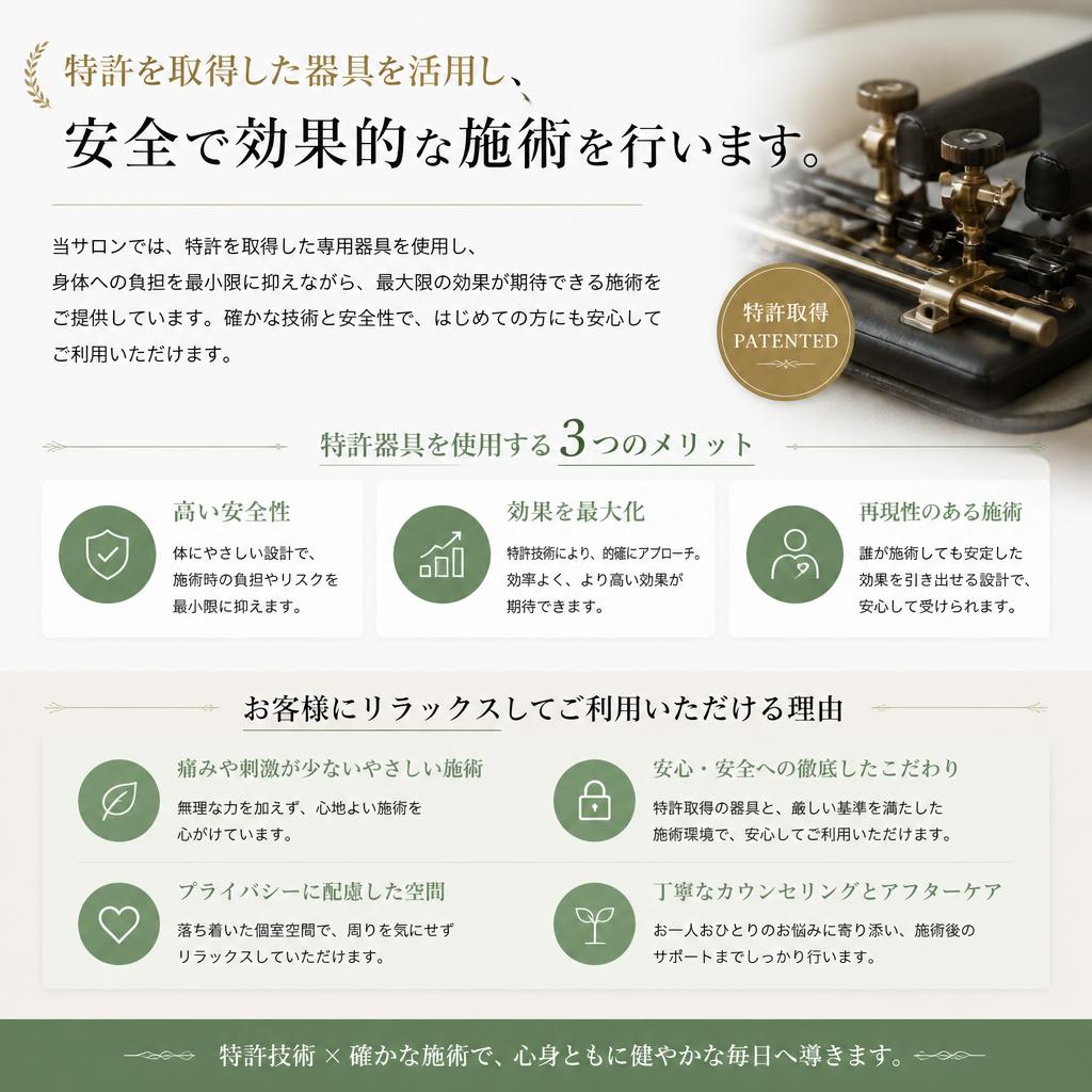 特許器具を使用した安全性