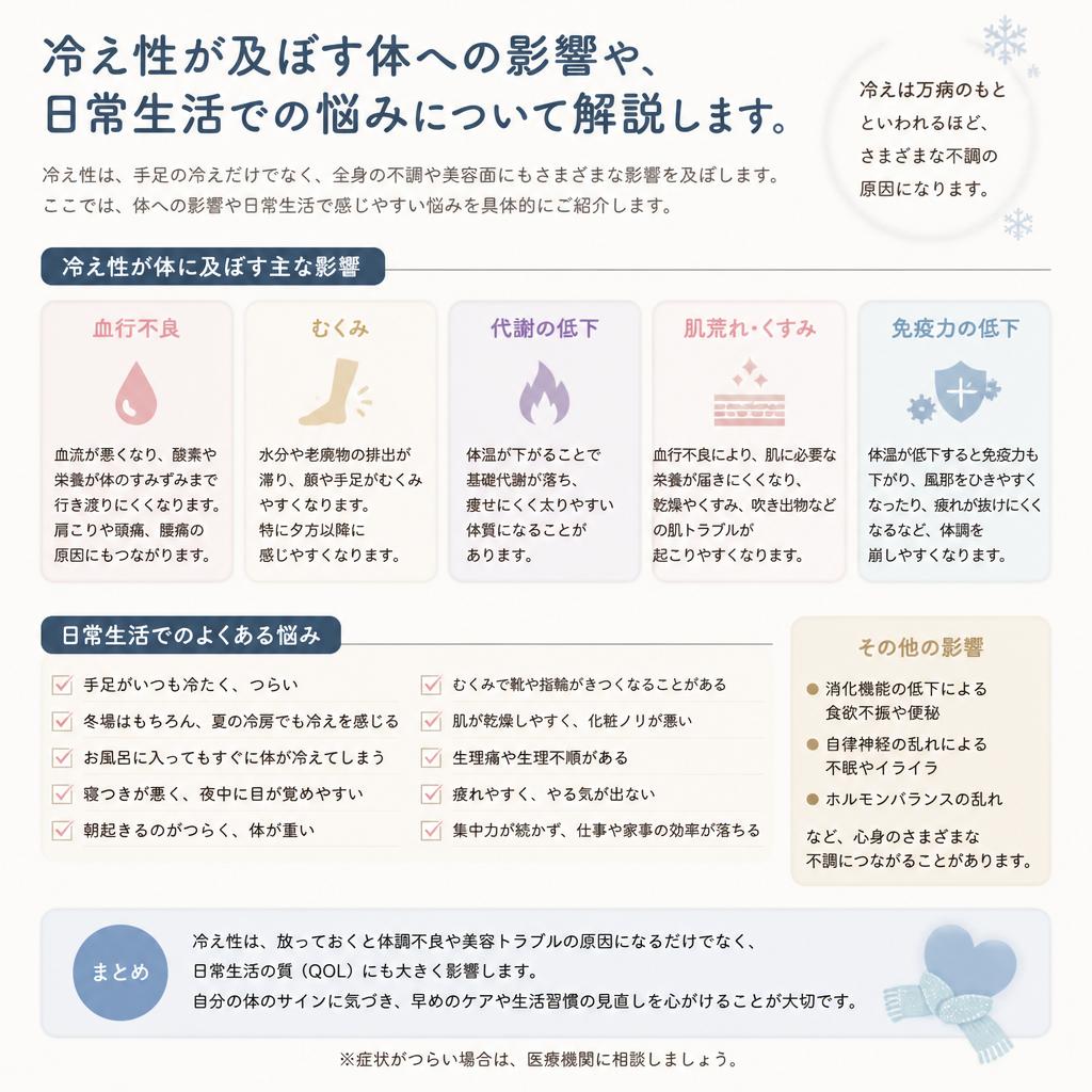 冷えが引き起こす体のトラブル