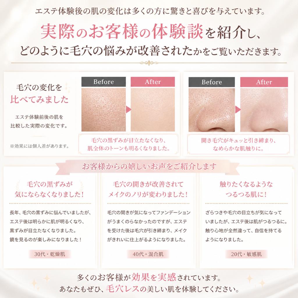 お客様の声：エステで得られた変化