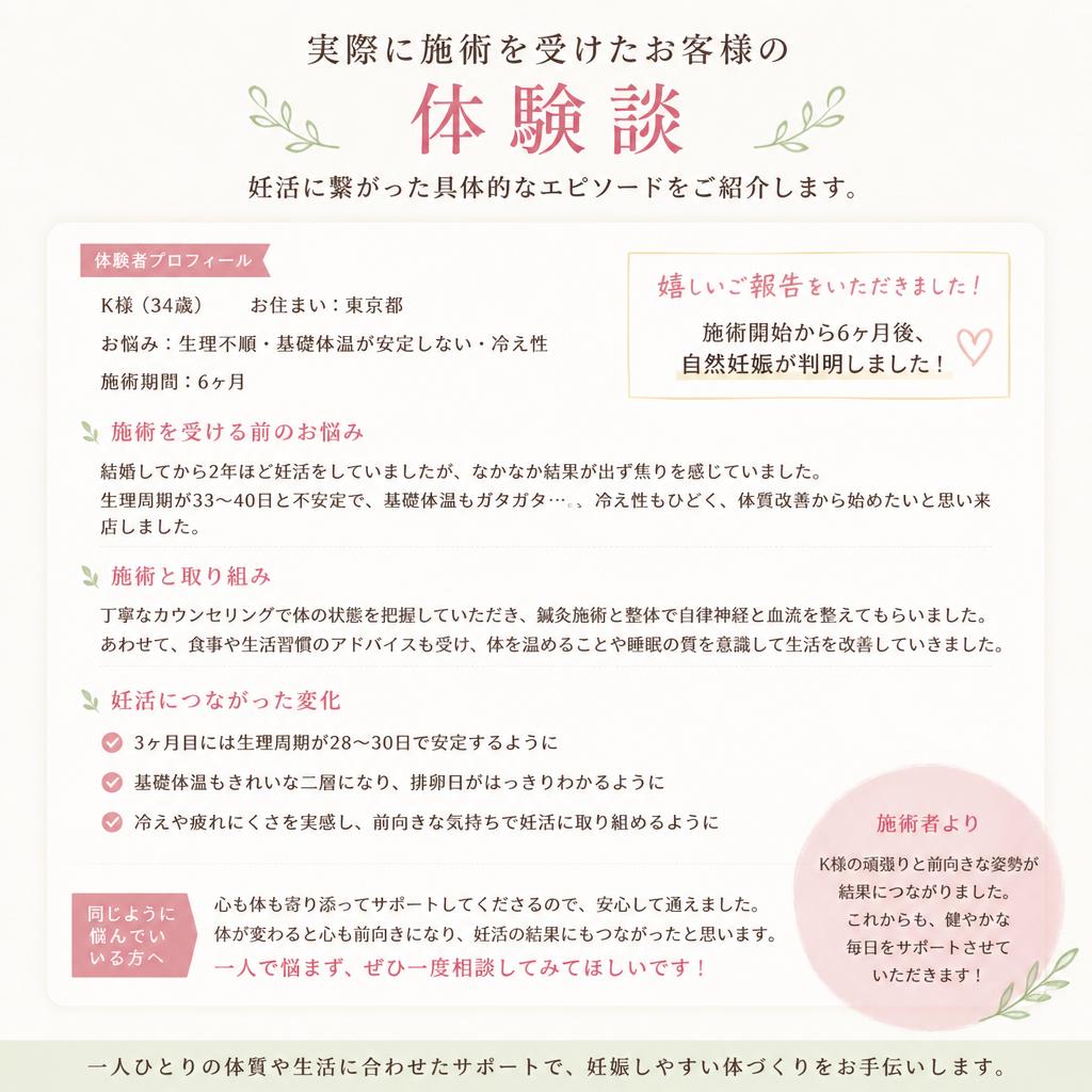 お客様の声〜妊活成功体験談〜
